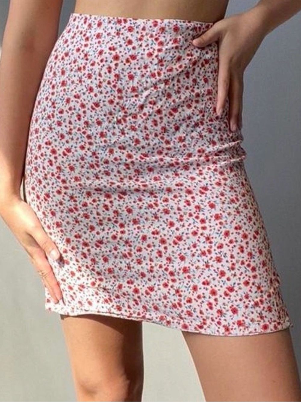 Floral Mini Skirt - brandy